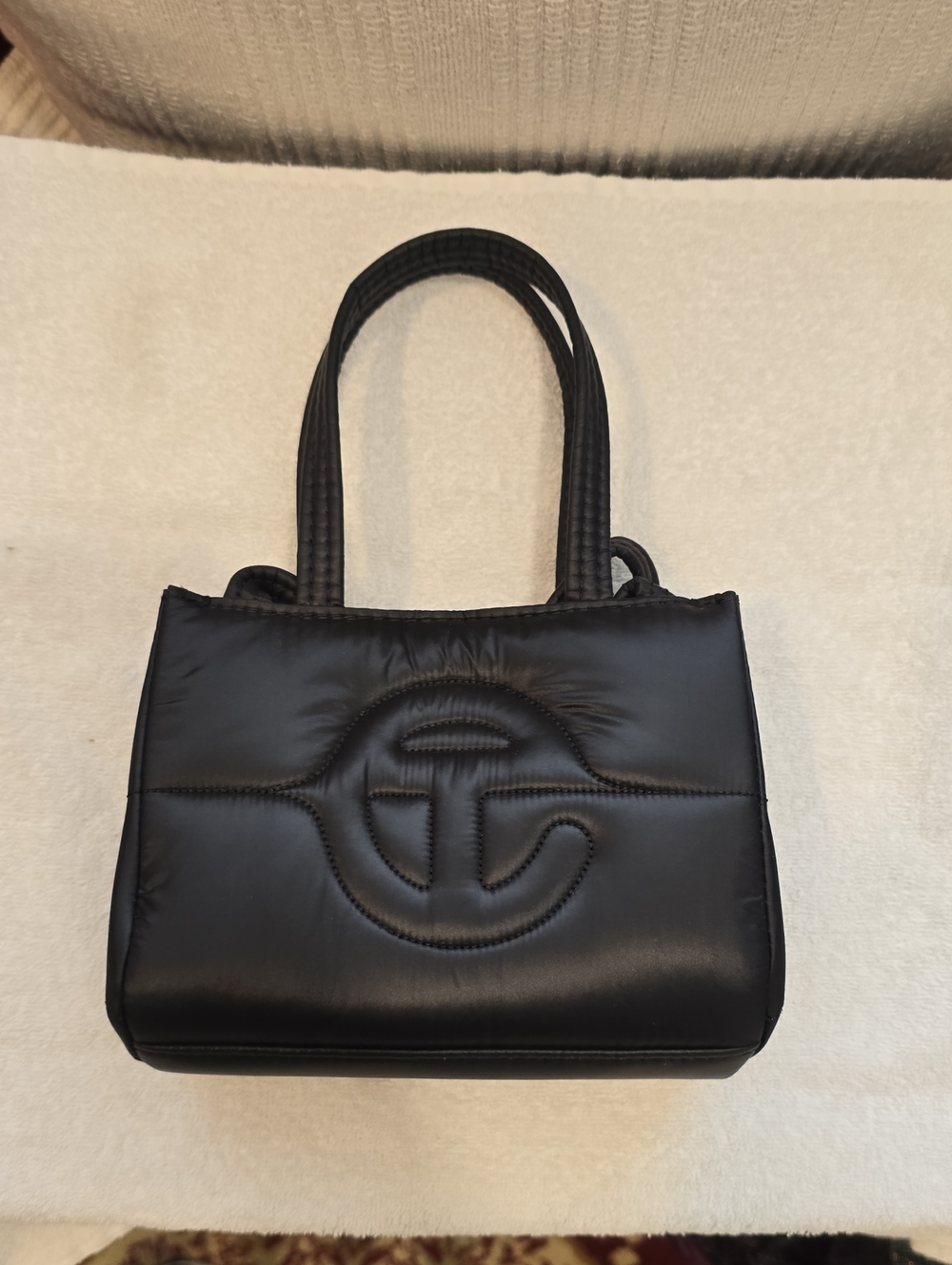Telfar × Mooseknuckles Black Quilted Logo Tote